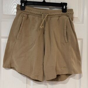 ALL SZN Adidas Fleece Shorts Tan Brown Size‎ S Pockets Cotton Blend Athletic